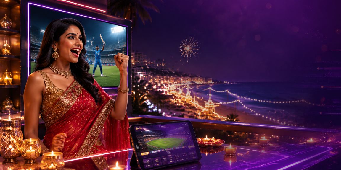 A player enjoying Teen Patti on a mobile device during Mumbai festival night